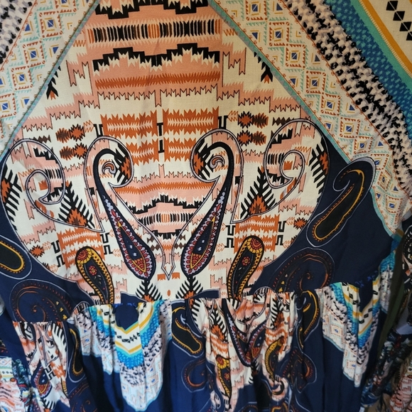 Umgee Boho Gypsy Peasant Babydoll Style Ruffled Sleeve Dress Size Large - Picture 5 of 7